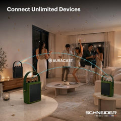 Schneider ENERZA HP20 Portable Wireless Bluetooth Speaker | 20W Triple-Driver 360° Sound | Auracast™ & Bluetooth 5.4 | IPX4 Splash Proof | Fast Charge 0–80% in 1Hr | 10Hr Playtime - Black