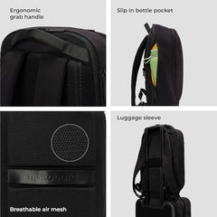 MOKOBARA Aisle 19L Laptop Backpack 15.6 Inch Office Travel Blue | Aerology Nylon Vegan Leather Flat Opening Compartment Disappearing Bottle Pocket Air Mesh Back For Men Women College Padded