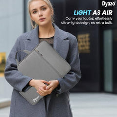 Dyazo 15.6 Inch Laptop Sleeve with Charger Pouch | Front Pocket with Handle Water Resistant Sleeve Case | Compatible for MacBook, HP, Dell, Acer, Asus, Microsoft, Samsung and Other Notebooks (Grey)
