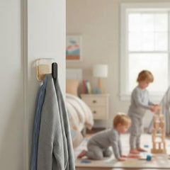 SIGNAMIO 6 Hook Shelf Adhesive Strip Wall Hanging Sticky Hook Black