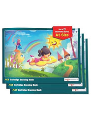 A4 Drawing Book, 34 Pages (29.5 x 21 cm), 100 GSM White Paper, Pack of 3 | Soft Blund, Sketch Book for Kids, Students and Artists | Thick Pages Suit Pencils, Crayons, Colour pens, Paints
