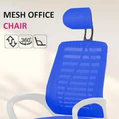 Casa Copenhagen Mesh Mid Back Office/Study/Computer/Revolving/Desk Chair for Work from Home -Metal Base, Height Adjustable Seat - Grey Milange & Black Handle