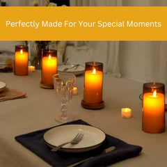 Flameless LED Pillar Candle Set of 2 | Acrylic Fiber Glass | Dancing Faux Wick | Remote Control with Battery Operated 3 AA | Home Décor & Gifting | 3" D x 6" H | Red