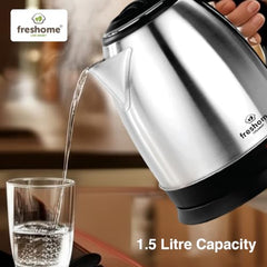 FRESHOME Electric Multipurpose Kettle 1.2L, 600W, with Stainless Steel Body, Egg Rack, Grill Rack, 3 Heating Modes & Rapid Boil Technology, Boiling Water, Tea, Coffee, Oats, Noodle, Soup (Silver)
