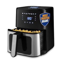 KENT Digital Air Fryer 5L | 1400W | Bake, Grill & Roast | Up to 80% Less Oil Usage | 8 Preset Menu | Rapid Heat Circulation | Digital Display & Touch Control Panel | Glass Window with in built Light