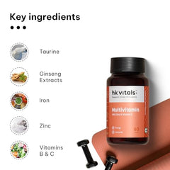 hk vitals Omega 3, 60 Fish Oil Capsules + Multivitamin, 60 Tablets | 1000mg Omega 3 with 180mg EPA and 120mg DHA | For Brain, Heart, and Joints Health