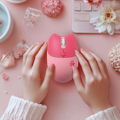 Lomiluskr Cute Cat Wireless Mouse, Lightweight Soundless Mice, 2.4G Wireless Mice, Candy Colors, Kawaii Mouse for Girls and Kids (Purple)
