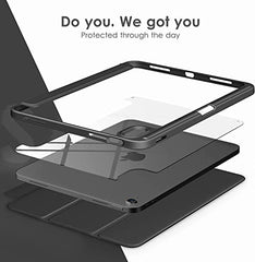 ProElite Case Cover for Apple iPad (A16) 11th/10th Generation (2025/2022), Transparent case Cover with Pencil Holder for iPad 11th/10th Gen 2025/2022, Grey