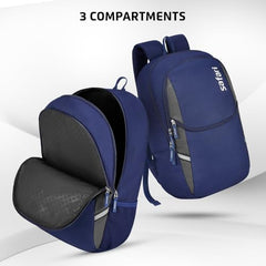 Safari Omega spacious/large laptop backpack with Raincover, college bag, travel bag for men and women, Black, 30 Litre