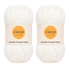 Classyo Acrylic Yarn for Crocheting (100gms x 1 Ball, 4ply) | Soft Wool Crochet Thread | Acrylic Hand Knitting Yarn | Wool for Crochet | For Sweater, Scarf, Hat, Baby Clothes, Purse, Gift Bags and DIY Crafts (Butter, Pack of 1)