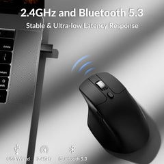 Keychron M6 Silent Wireless Gaming Mouse, 1000Hz Polling, Bluetooth 5.3/2.4GHz/Wired, PixArt 3311 Optical Sensor up to 12,000 DPI, Lightweight 3.03 oz(86g), Programmable, for Windows/Mac/Linux – Black