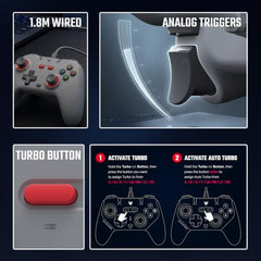 EvoFox Elite S Advanced Wired Gaming Controller for PC, 1000Hz Polling Rate, Hall Effect Joysticks, Programmable Macro Buttons, Sniper Mode & Turbo Mode, Dual Vibration, RGB Lighting, 1.8m Cable, Grey