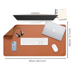 AROPANA Anti-Slip Extended Mouse Pad 90x45cm | PU Vegan Leather Desk Mat | Large Computer Desk Protector Pad with Suede Base for Keyboard, Laptop, Office & Home (Grey)