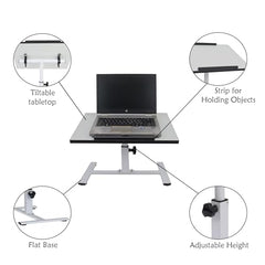 ISOMARS Multipurpose Laptop Table Desk & Height Adjustable Bed Table for Work from Home & Online Classes (White)