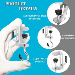 ZPCCOT 2-Pack Adjustable Metal Desk Hooks for Table | Heavy-Duty Under Desk Bag Holder, Purse & Backpack Hanger, Headphone and Umbrella Hook | No-Drill Clamp Table Hook for Office, Home & Study Desk
