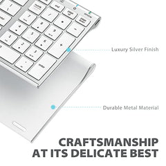 iClever Wireless Keyboard & Mouse Combo GK03-2.4G Portable Wireless Keyboard Mouse with Rechargeable Battery, Ergonomic Design, Full Size, Slim & Thin, Stable Connection, Adjustable DPI, Silver/White