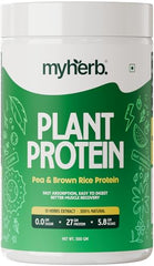 MYHERB Plant Protein Powder | Pea And Brown Rice Protein Powder | Vegan High Protein Powder | 27 gm Protien,21 Vital,6 gm BCCAs |Sugar Free|For Men,Women (500 g (Pack of 1), Chocolate)