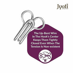 JYOTI Dress Hook (50 Hooks of 3 Wire Size 2 of Brass Material in Nickel Free Finish in a Pouch), Hooks for Ladies Blouses, Dresses, Chudidars, Children Dresses, Frocks, and Gowns - Pack of 5 Pouches
