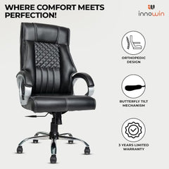 INNOWIN Obama Ergonomic Leatherette Executive High Back Revolving Desk Office Chair (Brown)