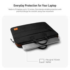 DailyObjects Stria Pro Laptop Bag with Handle| Recycled Durable Polyester | Compatible with Laptop/MacBook Air/Pro Upto 15 Inch| Water Resistant|Padded Compartment with Zip Closure -Black