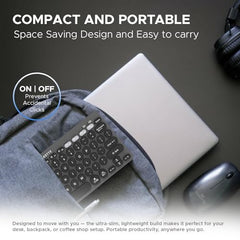 Amkette New and Improved Optimus BT 4-in-1 Multi-Device Wireless Keyboard, Pop Keys, Bluetooth, One-Click Device Switching, AI Access, Dual OS Layout, Windows, macOS, Android & iOS Compatible, Black