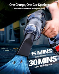 2V BROTHERS Handheld Car Vacuum Cleaner | 21000Pa High Suction | Cordless 18V/120W Mini Vacuum | Portable Cleaner for Car, Home, Office, Pet Hair | Long Battery Life
