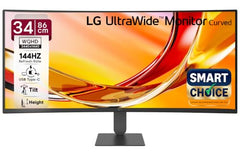 LG 34U640B Smartchoice 86 cm (34 Inch) 21:9 UltraWide WQHD (3440x1440) Curved Monitor(1800R), 144Hz, sRGB 99%, HDR10, Anti-Glare, HDMI X 2, DP, USB-C (PD 65W), PBP, PIP, Tilt/Height Adjustable Stand