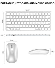 ULSOU Bluetooth Keyboard and Mouse Combo for Mac White Rechargeable, Mini Size, Comfortable Natural Typing, 4 Level DPI, Compatible with iPad, iPhone, MacBook Air/Pro
