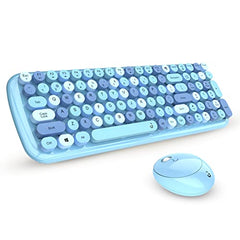 iGear KeyBee Retro Typewriter Inspired 2.4GHz Wireless Keyboard with Mouse Combo for Desktop/Laptop and Devices with USB Support, Single Nano Receiver, Round Keycaps, Cleaning Brush (White) (Green)