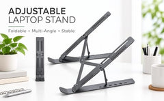 Foldable Metal Laptop Stand for Table | Adjustable Aluminium Laptop Stand for Study Table, Bed & Desk | Portable Ergonomic Laptop Holder (Pack od 3)