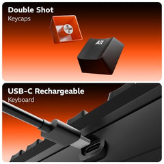 Zebronics Max Ninja 61W Mechanical Keyboard, 60% Compact Layout, Tri-Mode Rechargeable, N-Key Rollover, Linear Red Switches, 1000Hz Polling Rate, 61 Keys, Software Support, Win & Mac Support