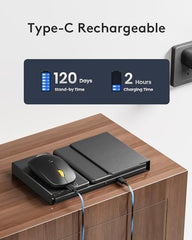 Samsers Foldable Keyboard&Mouse, Samsers Folding Bluetooth Keyboard Mouse Combo, 2.4G + BT5.0 x 2, Full-Size Portable Travel Keyboard & USB-C Rechargeable Wireless Mouse for iOS Android Windows Mac OS