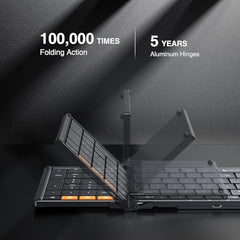 ProtoArc Foldable Bluetooth Keyboard, XK01 Full Size Folding Wireless Keyboard with Number Pad, Portable Travel Keyboard for Windows iOS Android Tablets, Laptops, iPad