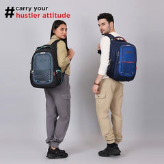 HARISSONS Verge Men’s Travel Laptop Backpack | Fits 15.6" Laptop | 40L Lightweight | USB Port, Water-Resistant, Hidden Pocket, Luggage Strap | Work, Commute & Travel (Black & Teal)