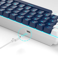 MageGee Portable 60% Mechanical Gaming Keyboard, MK-Box LED Backlit Compact 68 Keys Mini Wired Office Keyboard with Blue Switch for Windows Laptop PC Mac - Blue/White