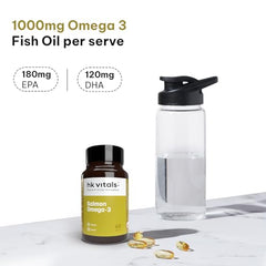 hk vitals Omega 3, 60 Fish Oil Capsules + Multivitamin, 60 Tablets | 1000mg Omega 3 with 180mg EPA and 120mg DHA | For Brain, Heart, and Joints Health