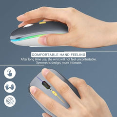 BUYFLUX LED Wireless Mouse, Slim Silent Mouse 2.4G Portable Mobile Optical Office Mouse with USB & Type-c Receiver, 3 Adjustable DPI Levels for Notebook, PC, Laptop, Computer (Black)