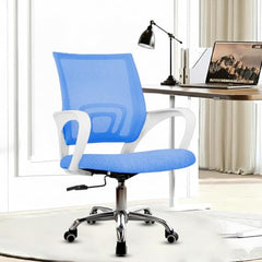Casa Copenhagen Mesh Mid Back Office/Study/Computer/Revolving/Desk Chair for Work from Home -Metal Base, Height Adjustable Seat - Grey Milange & Black Handle