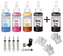 CANOFF Refill Ink for use All Inkjet, deskjet, officejet Printers and Cartringes for Hp priner cartridges &Canon Printer cartridges- 100ml Bottle (5ink,1Sy,1Tool Kit Set,4hand Gloves,2Teasue Paper)