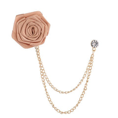 SYGA Rose Flower Brooch Pin for Men & Women,Beautiful Fashion Jewelry with Chain Design(Champagne)