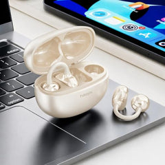 FUTOPIA Loop (OWS) Wireless Bluetooth Earbuds 5.4, Open Ear Design, 10mm Copper Speaker, 300mAh Charging Case, Type-C Fast Charging, HD Sound, BT Name Change, Built-in Mic-Black