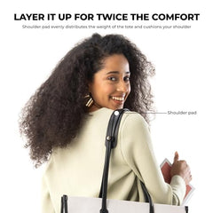 MOKOBARA Skye Tote 19L Laptop Bag 15 Inch Office Travel Handbag Beige | Stylish Purse College Girls Ladies Shoulder Bag Latest Waterproof Vegan Leather Tech Sleeve Luggage Strap Organizer Pocket