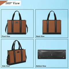 Womanix Canvas Laptop Tote Bag,14 inch Laptop Bag, Black Shoulder Bag, Casual Briefcase, Tote Bag For Women, Travel, Office, College