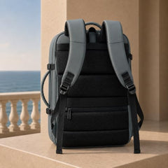 Wesley Luxur 45 Ltrs Overnighter Expandable Travel Laptop Backpack, Flight Cabin Approved Carry On with 16 inch Laptop Compartment, Anti Theft feature business/Travel/Weekender/college Charcoal Black