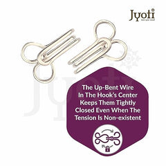 JYOTI Dress Hook (50 Hooks of 3 Wire Size 2 of Brass Material in Nickel Free Finish in a Pouch), Hooks for Ladies Blouses, Dresses, Chudidars, Children Dresses, Frocks, and Gowns - Pack of 5 Pouches