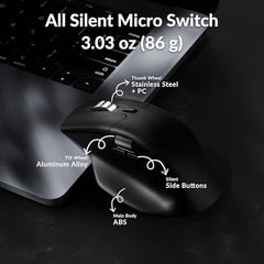 Keychron M6 Silent Wireless Gaming Mouse, 1000Hz Polling, Bluetooth 5.3/2.4GHz/Wired, PixArt 3311 Optical Sensor up to 12,000 DPI, Lightweight 3.03 oz(86g), Programmable, for Windows/Mac/Linux – Black