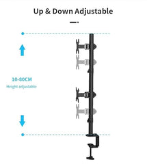Gitru Quad Monitor Desk Mount, Free Stand for 4 Screens 14-27 Inch, VESA 75x75mm, 100x100mm, C Clamp Type