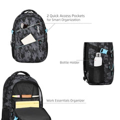 Safari Omega spacious/large laptop backpack with Raincover, college bag, travel bag for men and women, Black, 30 Litre