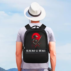 Half Moon Samurai Anime School Bags for Boys Men | Laptop Bag for Man | College Bag for Boys | Backpack Bag for Man Students use with Laptop Compartment & Small Pockets inside (Black & Red)