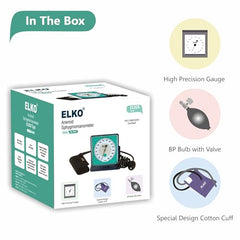 ELKO Clock Type Aneroid Sphygmomanometer Blood Pressure Apparatus | Comfortable Cotton Cuff